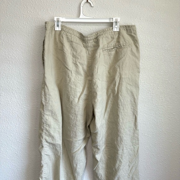 VTG Express Women's XL 100% Linen Pants Trouser Wide Leg Minimal Coastal Tan - Picture 9 of 11